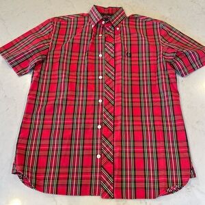 ⚡️Fred Perry Red Plaid Short Sleeve Button Up⚡️